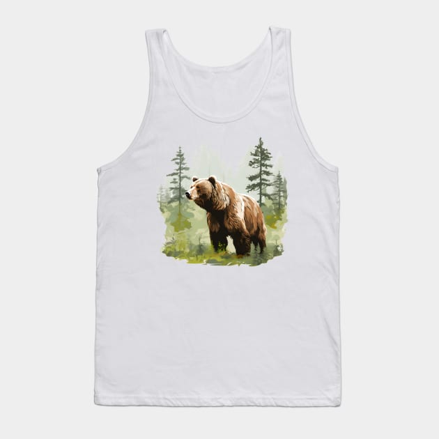 Brown Bear Forest Tank Top by zooleisurelife